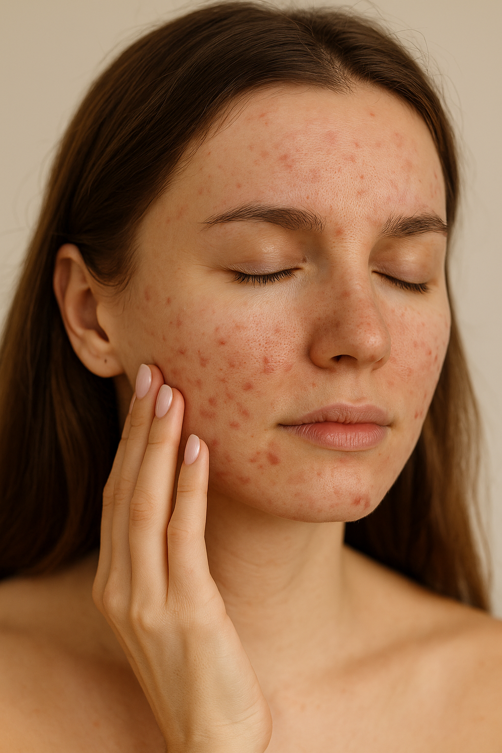 Mulher adulta com pele saudável, destacando resultado positivo no tratamento da acne