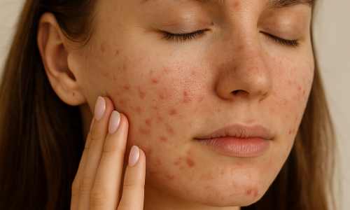 Imagem ilustrativa de uma mulher com pele limpa e saudável após cuidados com acne na fase adulta