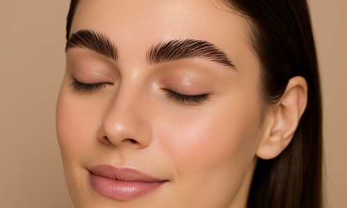 Sobrancelhas realçadas com o efeito do brow lamination